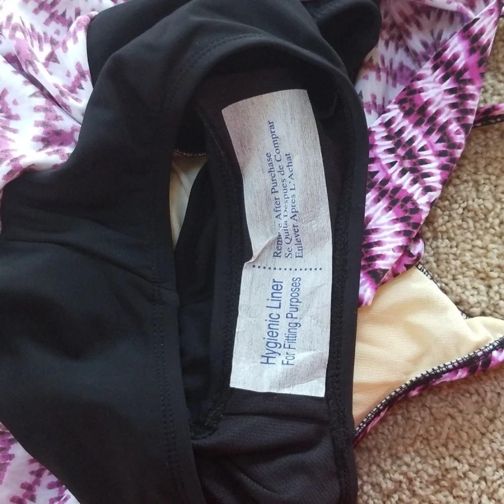 NWT! SWIM SOLUTIONS Purple Printed Size 16 One Piece Swimsuit - Picture 3 of 5